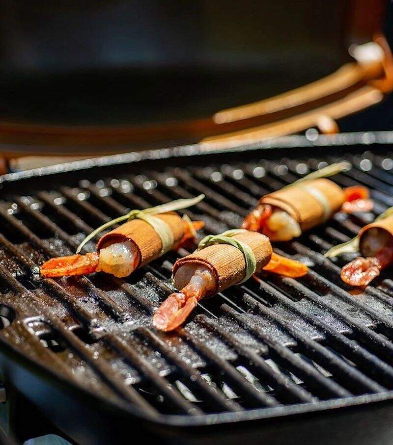 A grill with some food on it